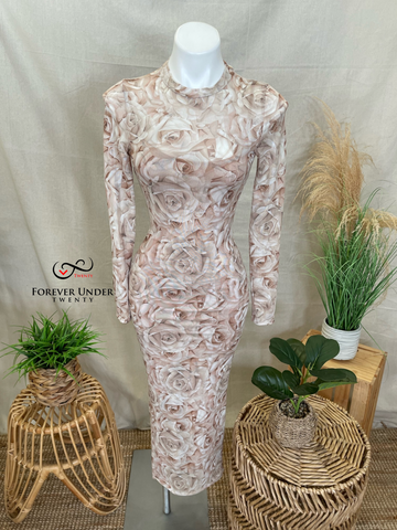 Rose Mesh Dress (Beige)