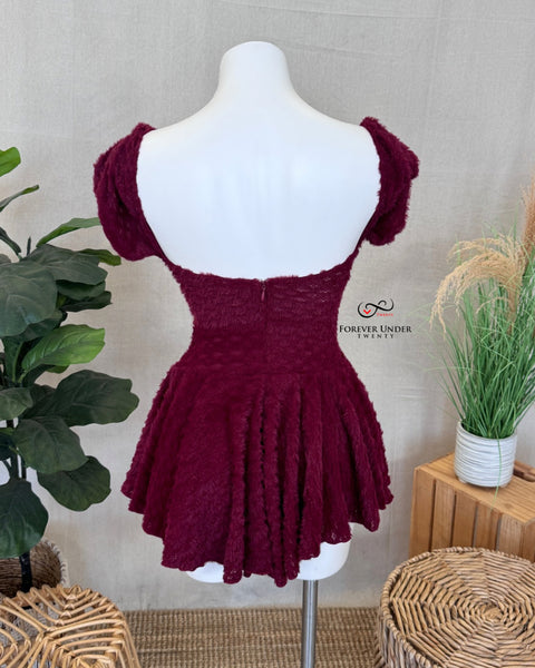 Burgundy Fuzzy Romper